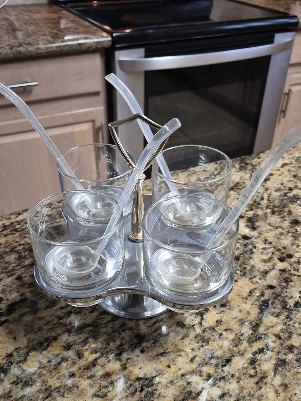 Glass Condiment Server Set with Clear Spoons - Clear